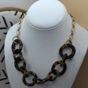 J Crew Tortoise Resin Lucite Large Link Necklace